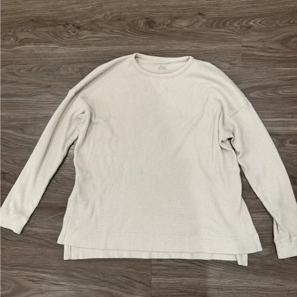 American Eagle Outfitters Beige Waffle Knit Top - Picture 1 of 3